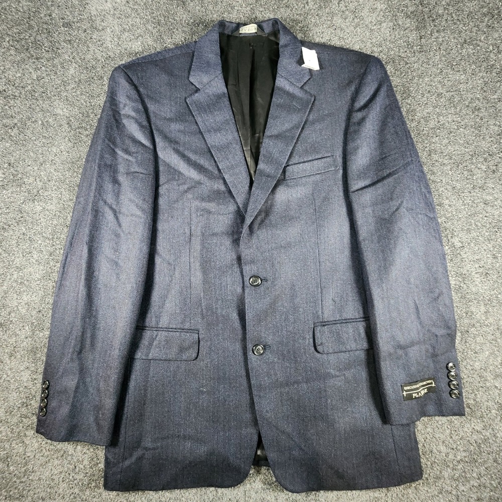 NWT Jos. A. Bank Executive Collection 100% Wool Blazer Mens 42L Navy Herringbone - Picture 2 of 15